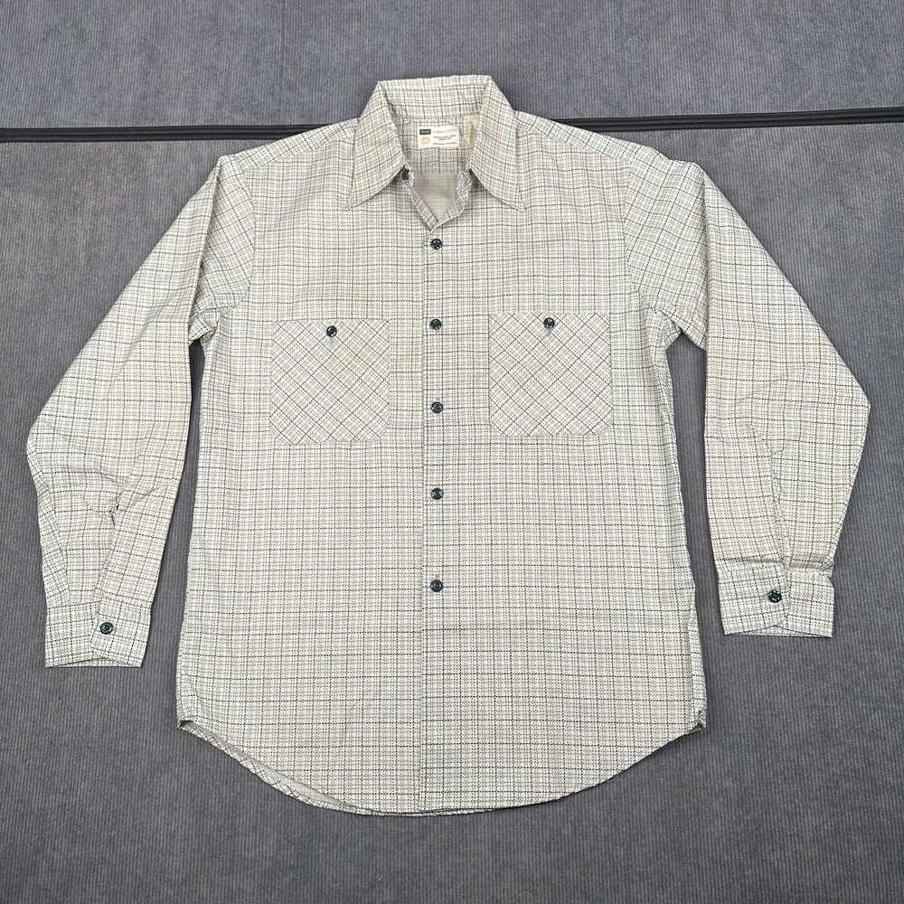Vintage 60s Sears Perma Prest Shirt Mens Large Checkered Button Up USA